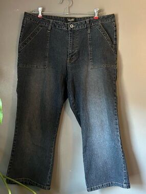 Y2k Angels dark wash denim capris